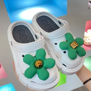 Мода Тенденция на Окачване за обувки Croc, Красиви Висулки, със Зелен Цвете за Crocs, Направи си сам, Елегантни Дамски Бижута за Седене на Обувки, Прекрасно Качество