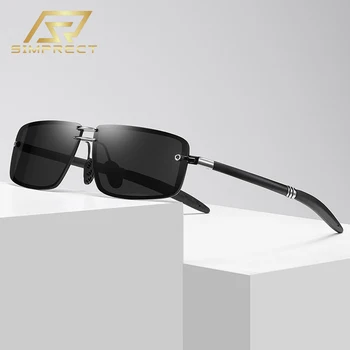 SIMPRECT Фотохромичните Поляризирани Слънчеви Очила За Мъже 2022 UV400 Високо Качество на Луксозна Марка Модни Реколта Правоъгълни Слънчеви Очила