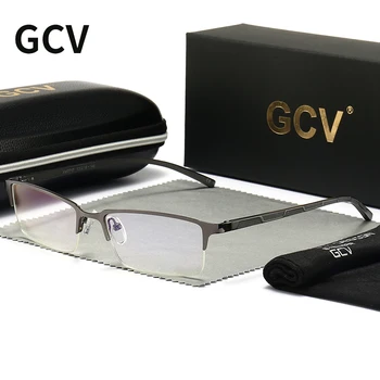 GCV Мъжки Ультралегкие очила Без Рамки със защита От синьо лъчи, Блокер Светлина, UV400, Титанов Сплав, Минимализъм, Бизнес Харизма, Стил