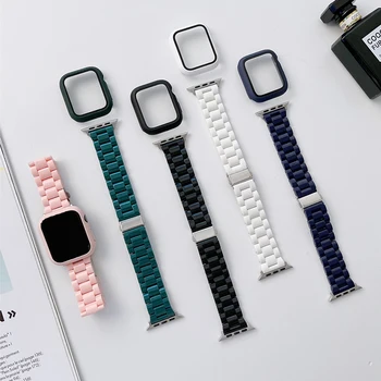 Модерен Пластмасов Керамичен Каишка за часовник с Защитен Калъф за Apple Watch 7 6 5 4 SE Каишка за iWatch 40 42 44 41 45 мм